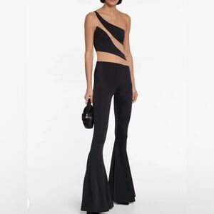 Norma Kamali Black and Cream Striped Jumpsuit
